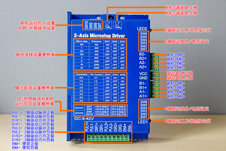 42/57 兩相步進電機驅(qū)動器 雙軸 32細分 4.0A  2軸109(圖1)